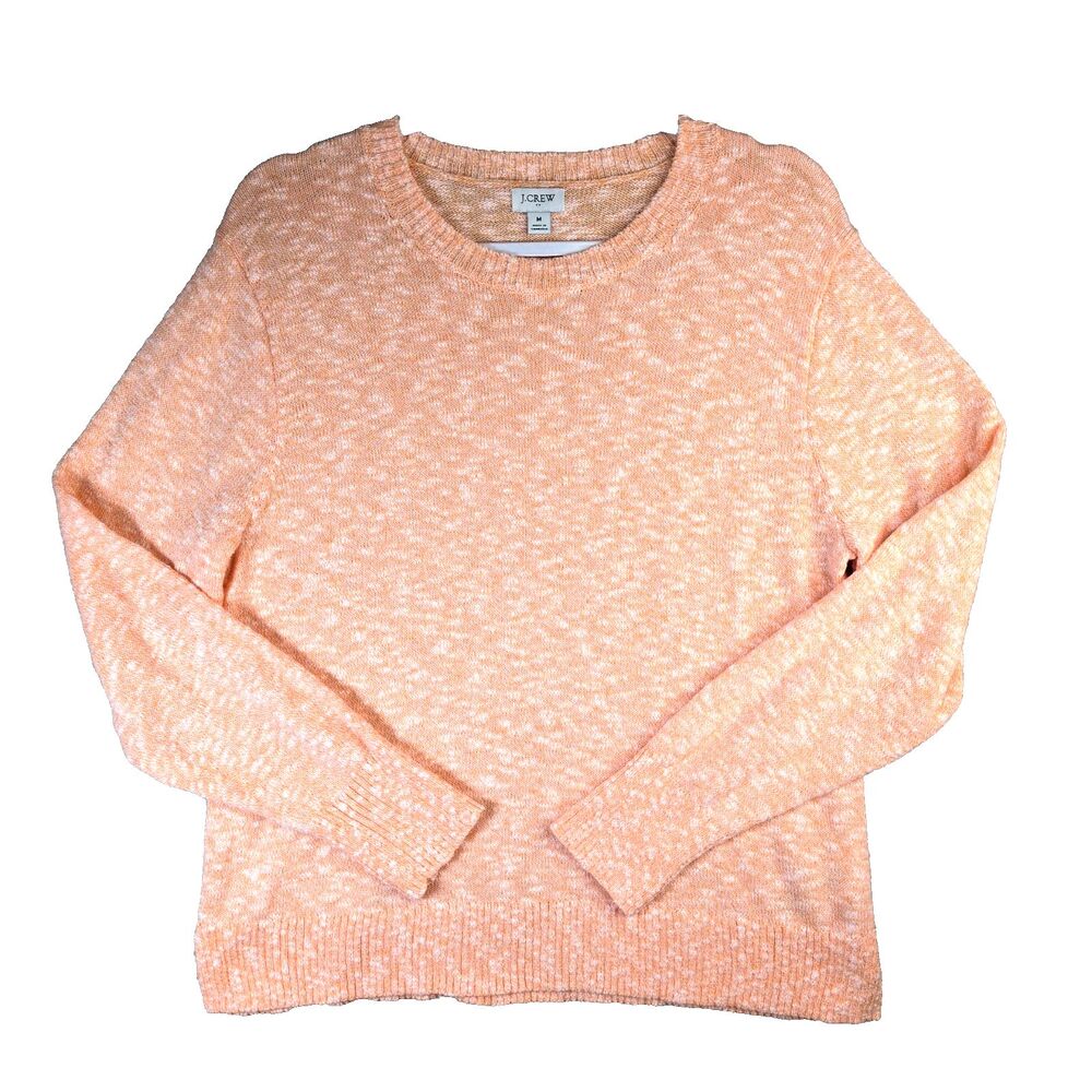 J Crew Orange Sherbet Marl Heather Lightweight Sweater Womens M Coastal Spring - Picture 2 of 11